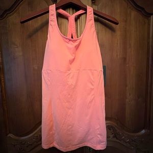 Coral pink workout tank with built in padding